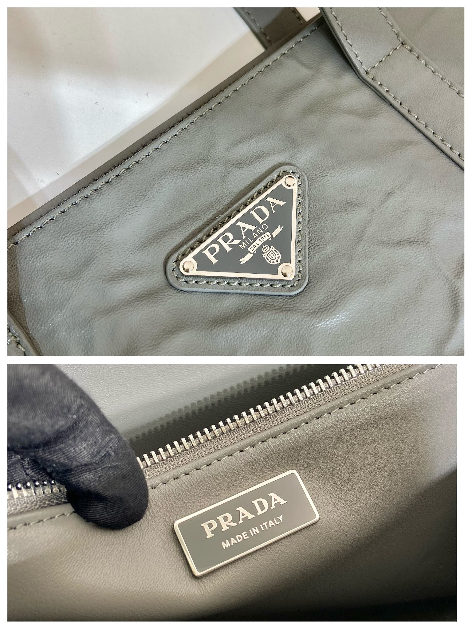 Pra*a large antique nappa leather tote