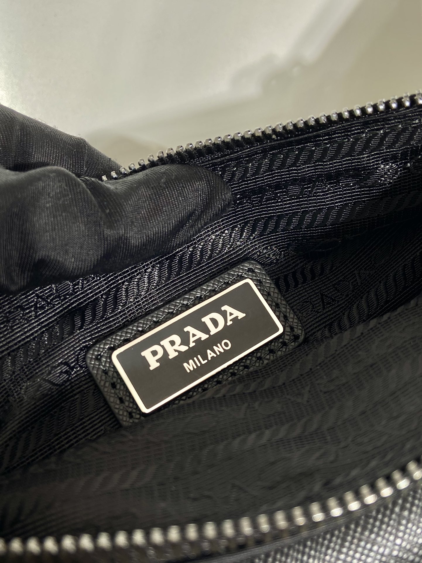Pra*a re-nylon and saffiano leather shoulder bag