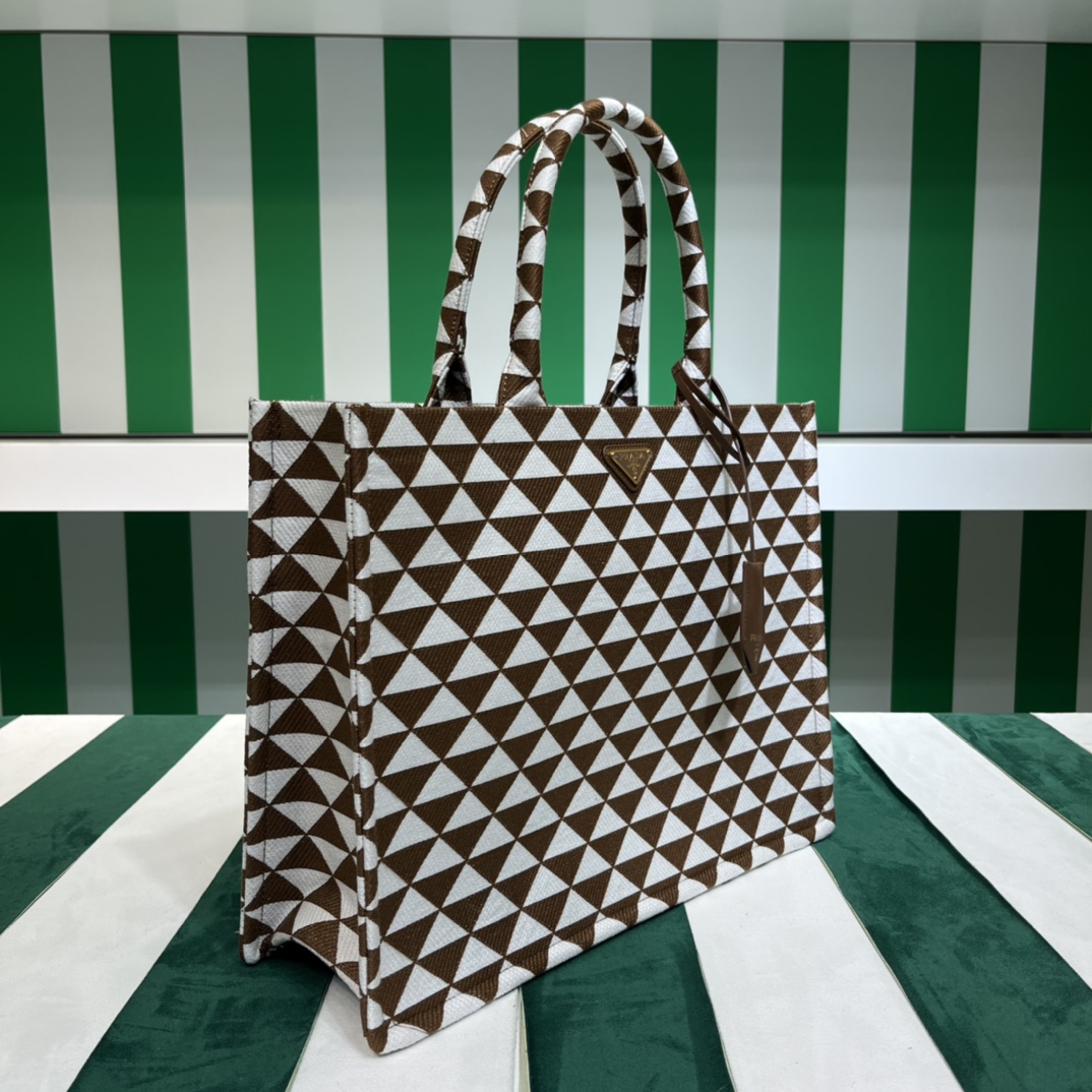 Pra*a symbole embroidered fabric tote bag