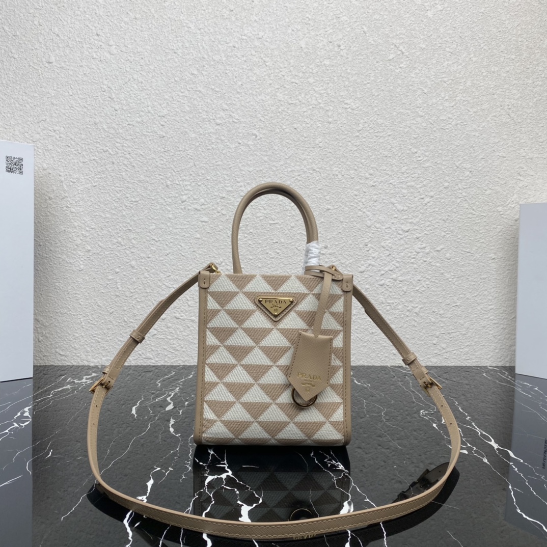 Pra*a symbole embroidered fabric mini bag