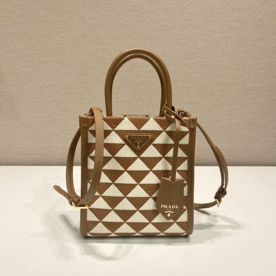 Pra*a symbole embroidered fabric mini bag