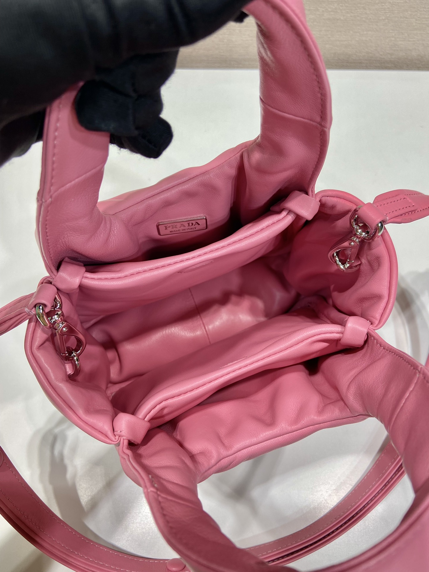 small padded Pra*a soft nappa-leather bag