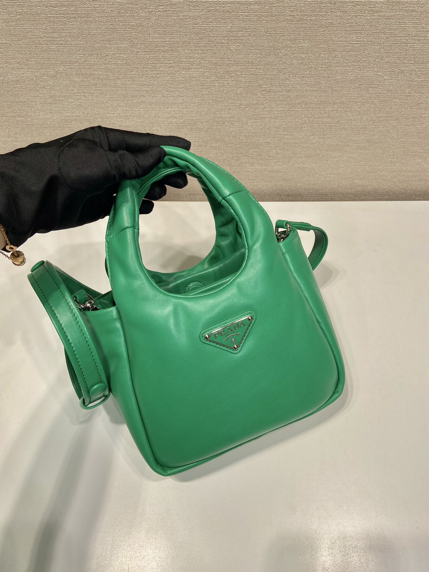 small padded Pra*a soft nappa-leather bag