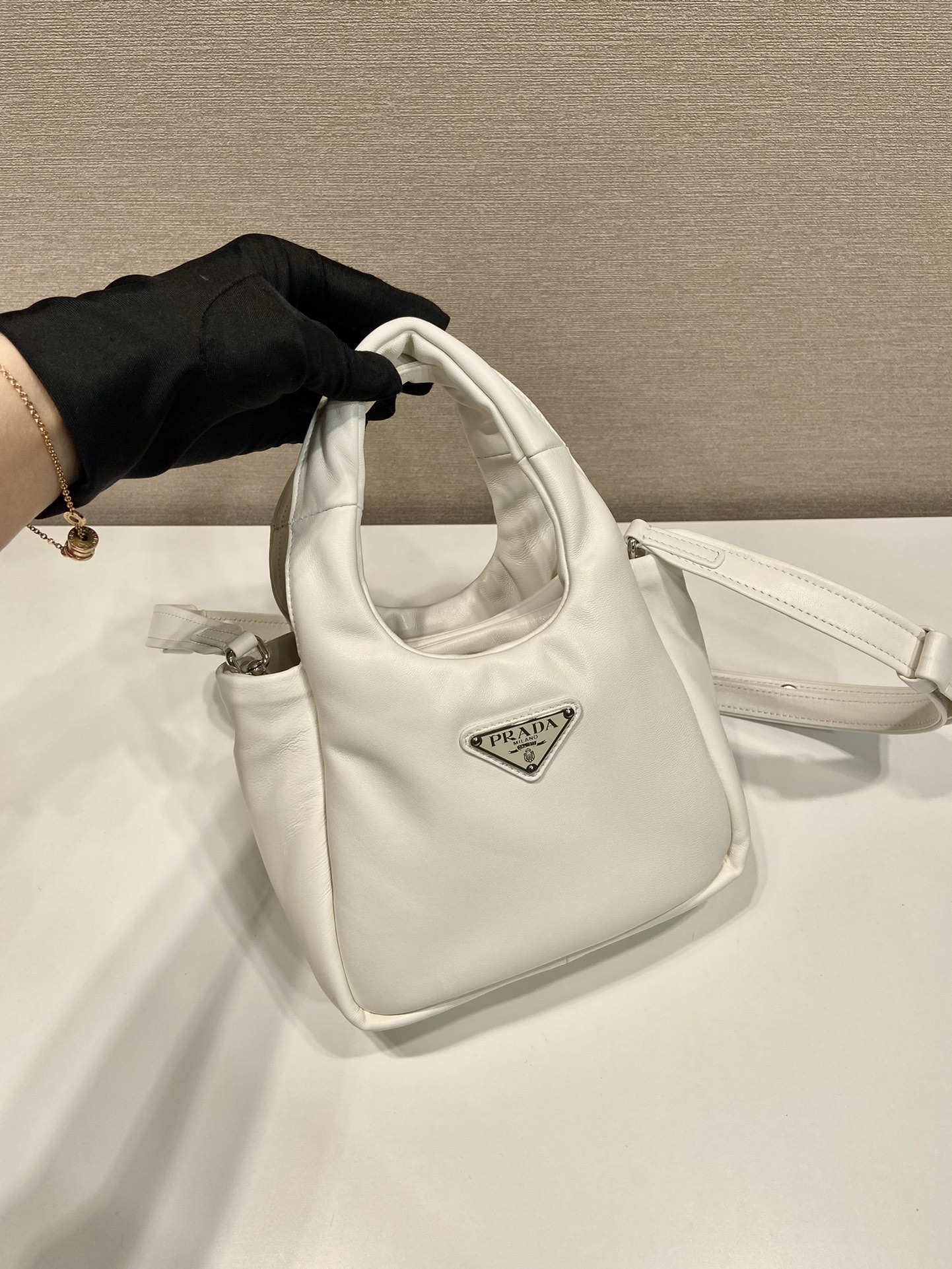 small padded Pra*a soft nappa-leather bag
