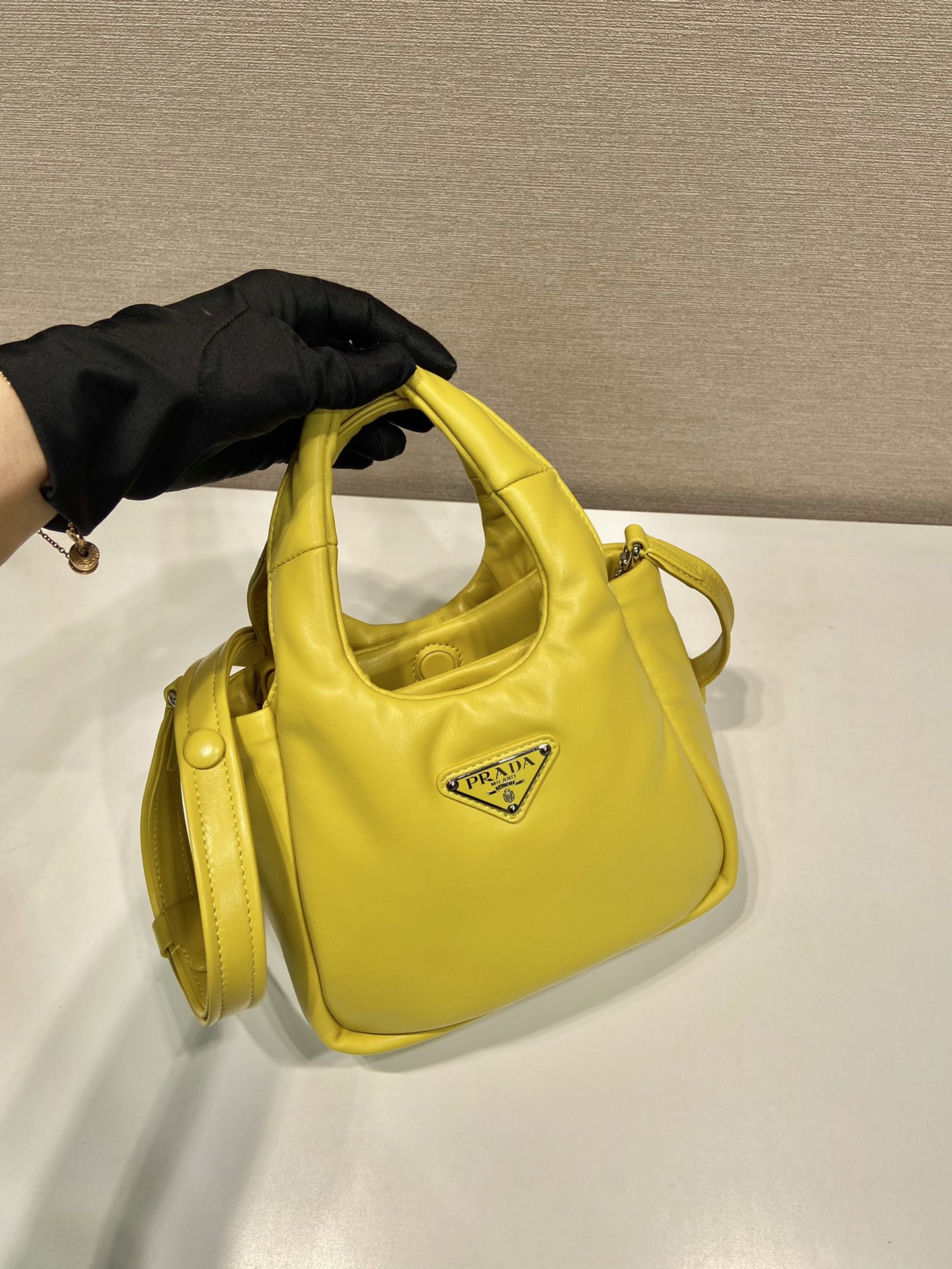 small padded Pra*a soft nappa-leather bag