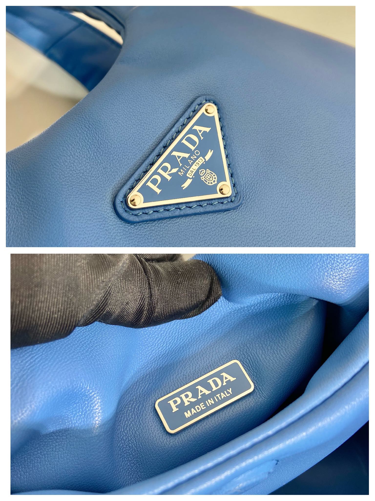 medium padded Pra*a soft nappa leather bag