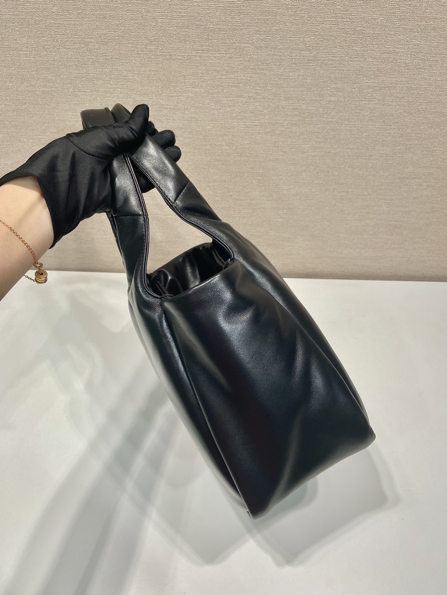 medium padded Pra*a soft nappa leather bag