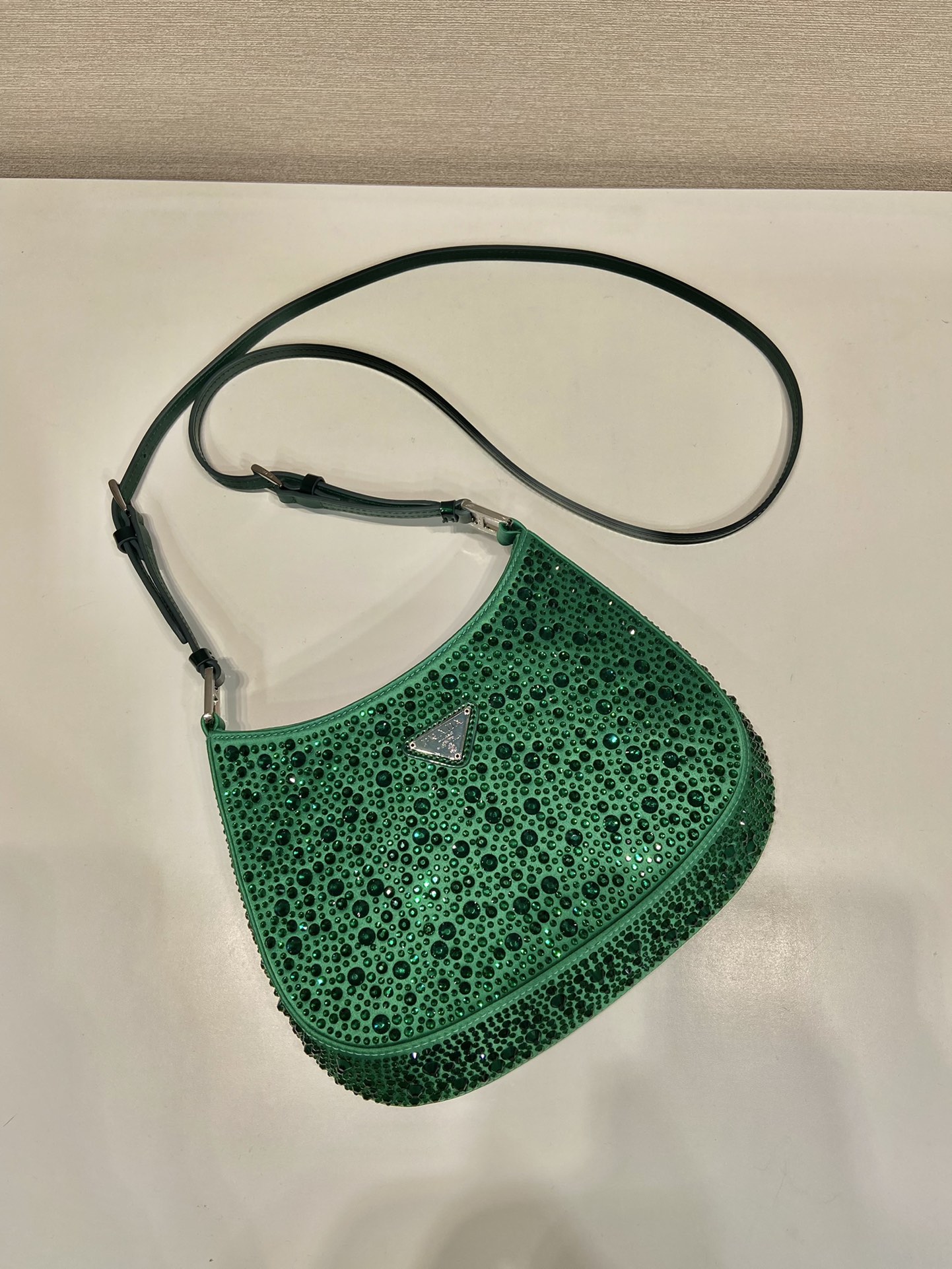 Pra*a cleo satin bag with crystals