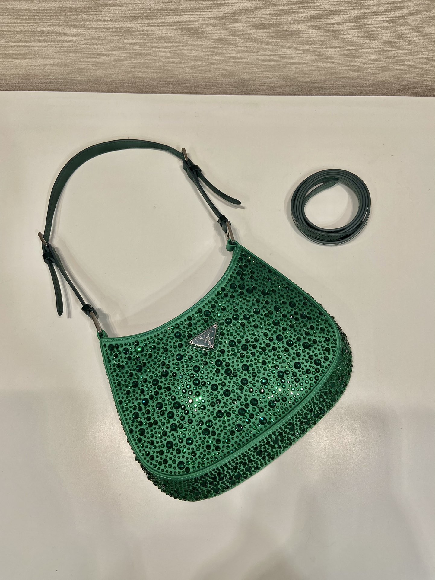 Pra*a cleo satin bag with crystals
