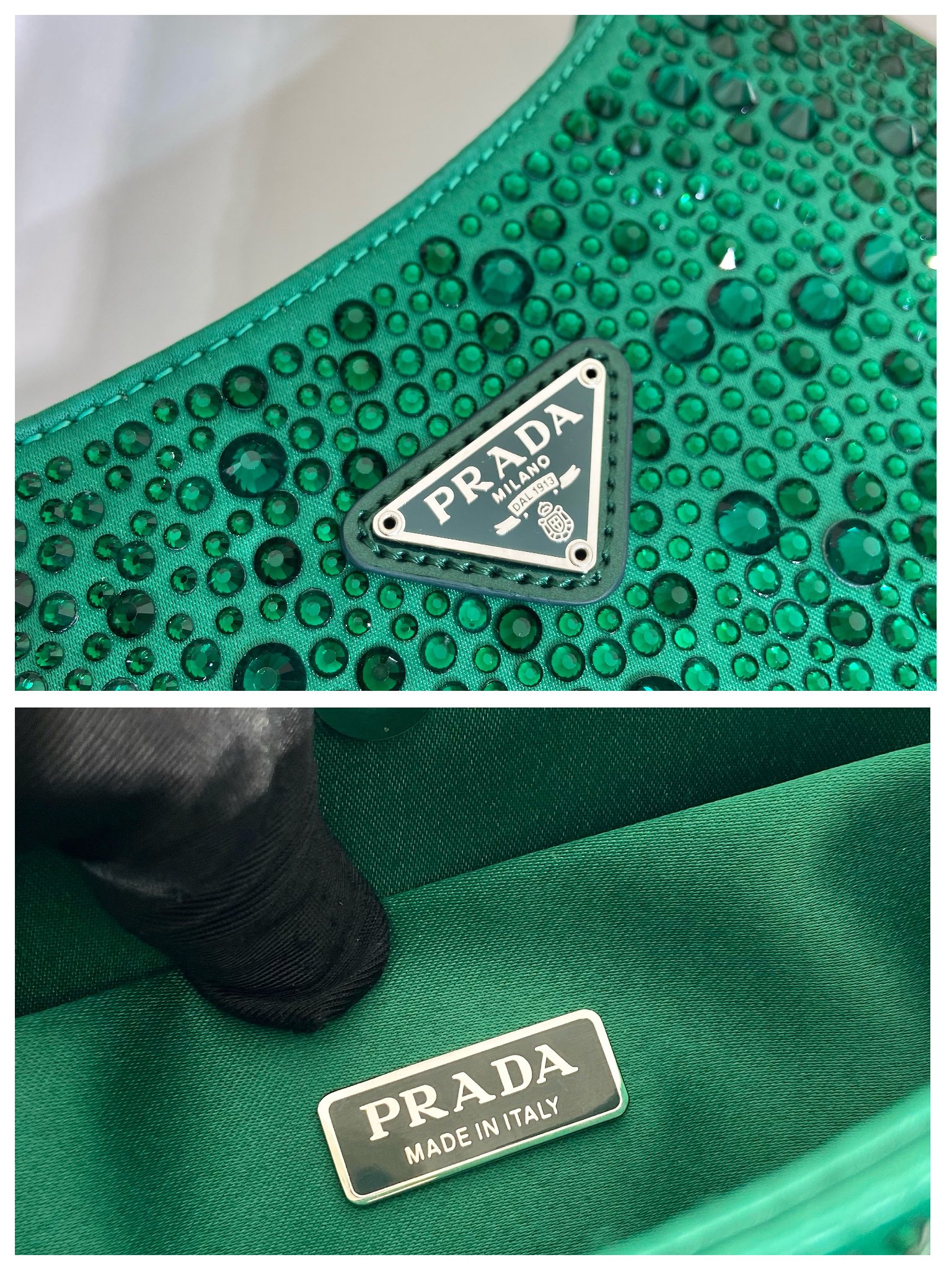 Pra*a cleo satin bag with crystals