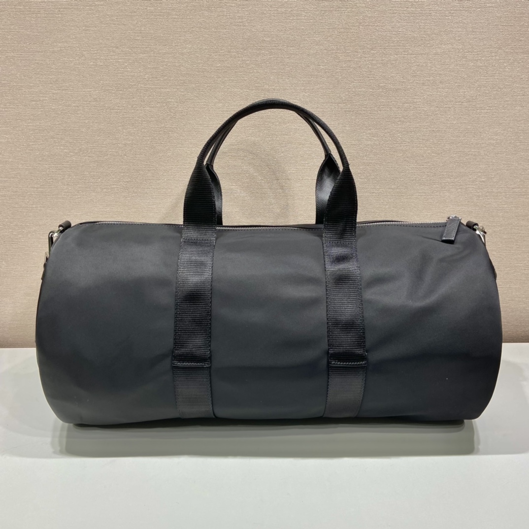 Pra*a nylon and saffiano leather duffle bag