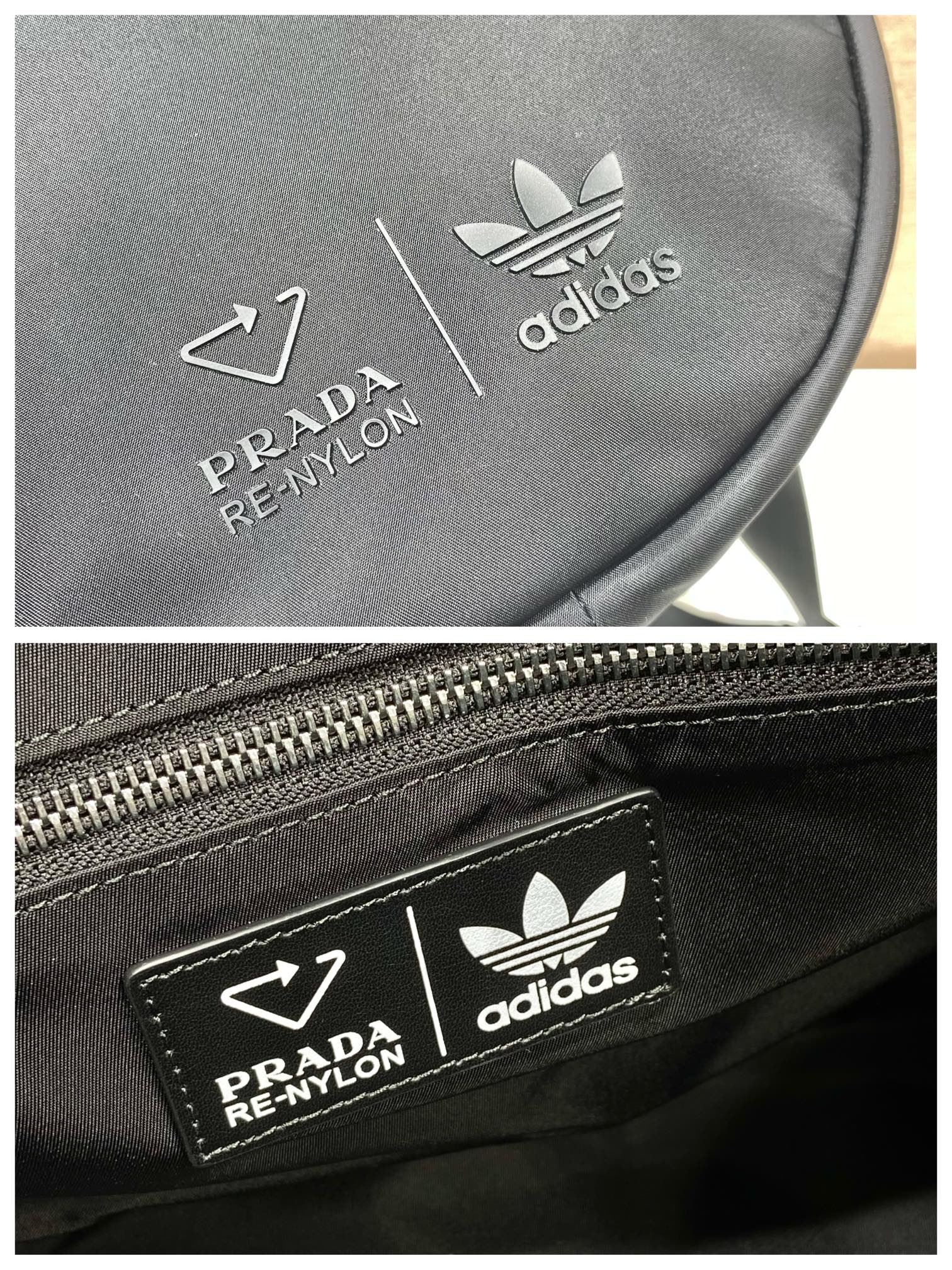 Pra*a nylon and saffiano leather duffle bag