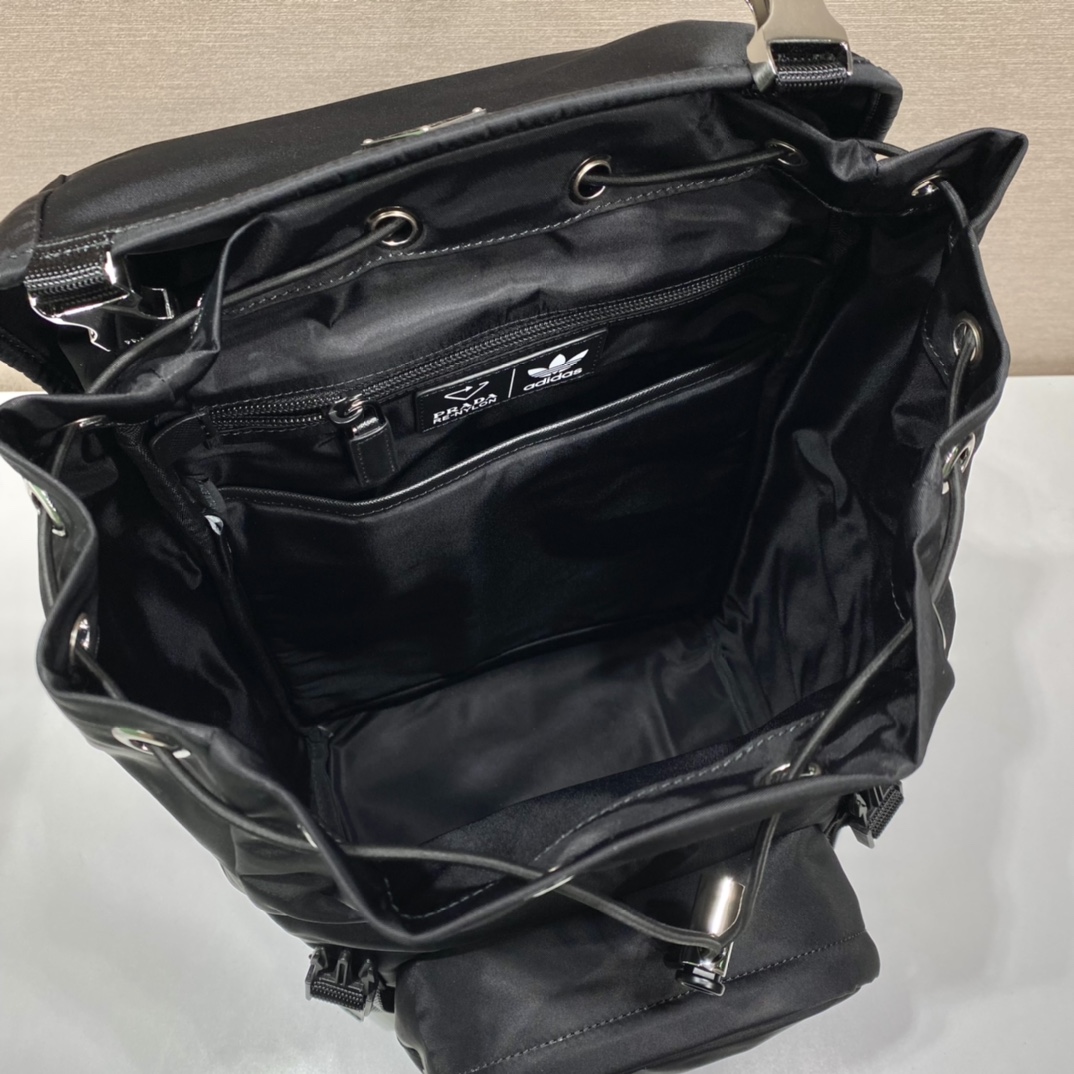 Pra*a black re-nylon and saffiano  backpack
