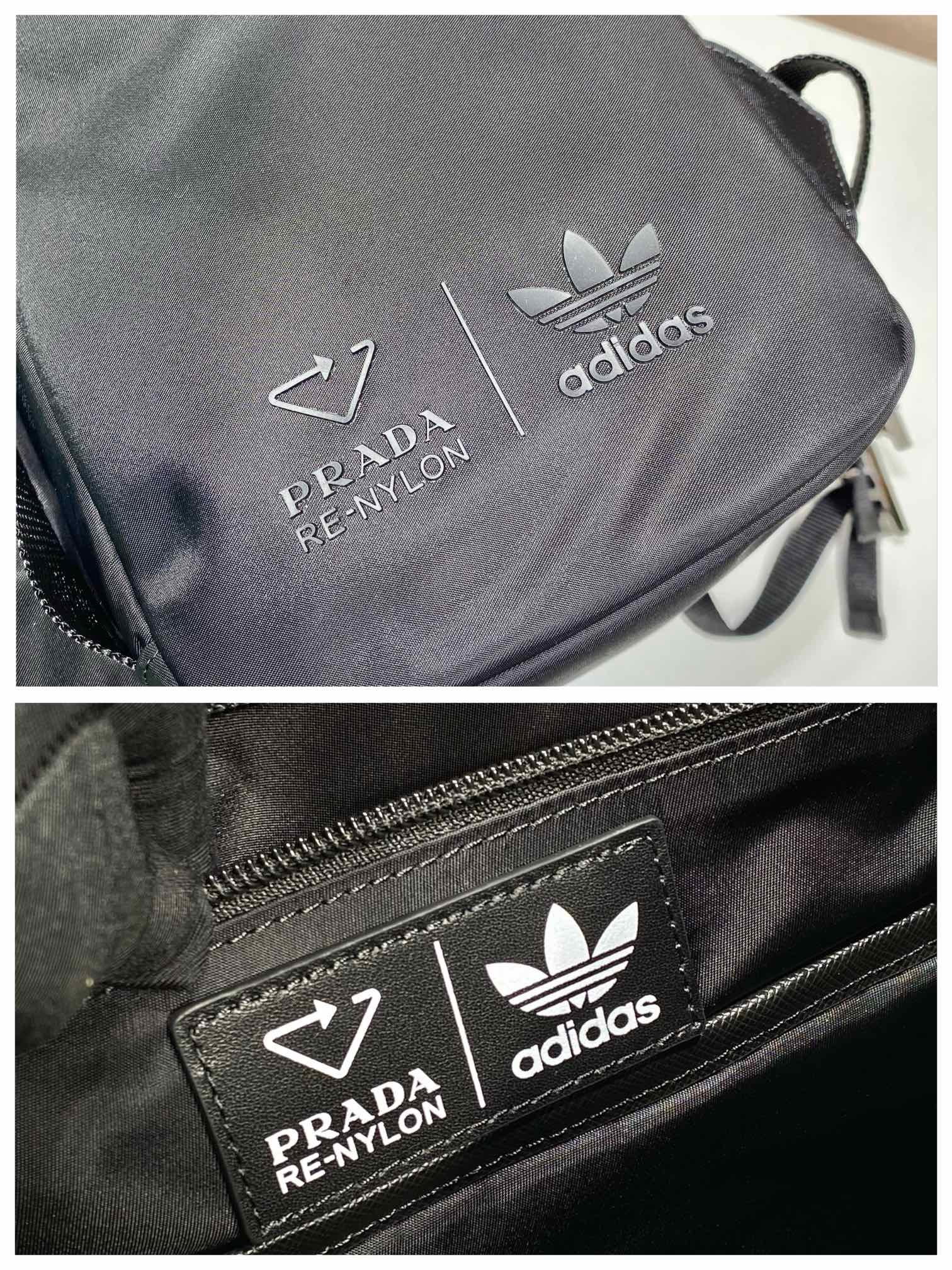 Pra*a black re-nylon and saffiano  backpack