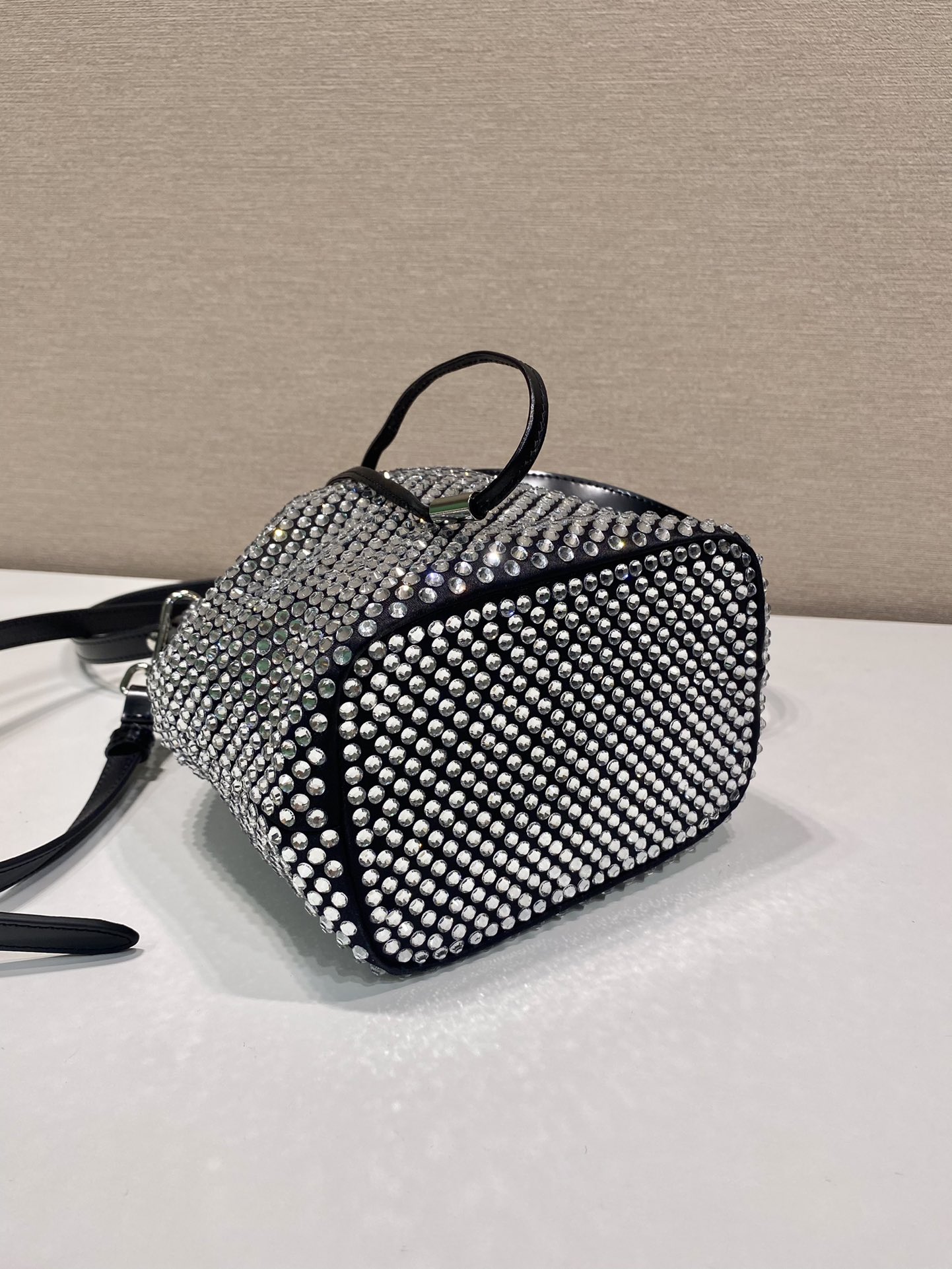 Pra*a satin mini-bag with crystals
