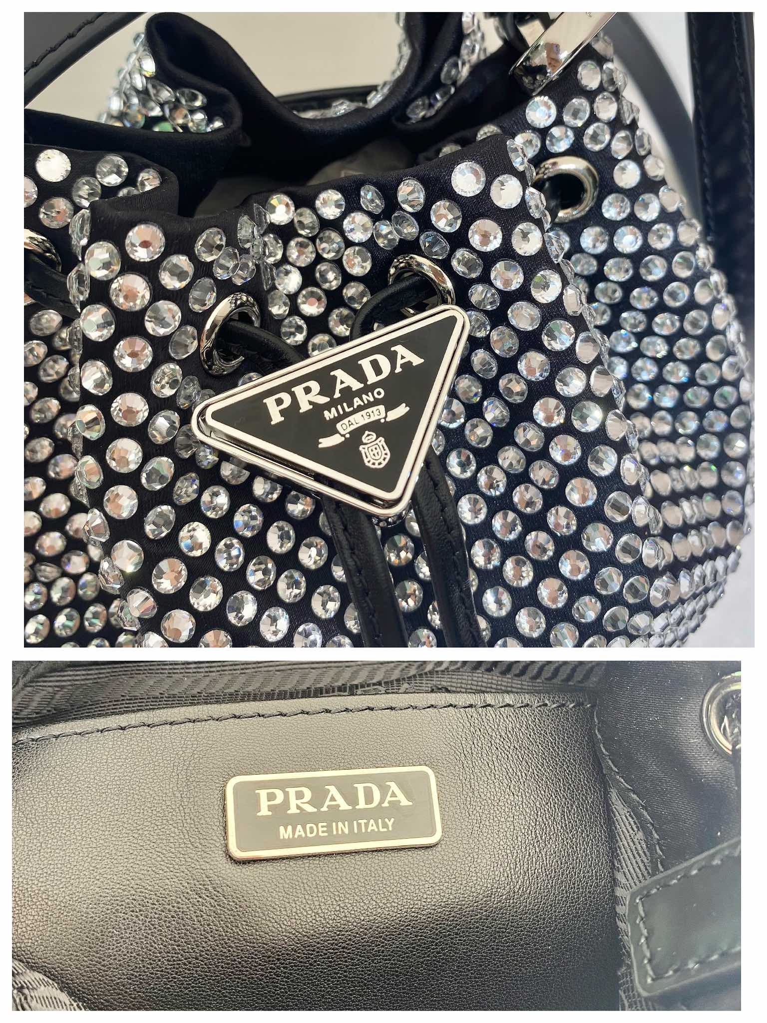 Pra*a satin mini-bag with crystals
