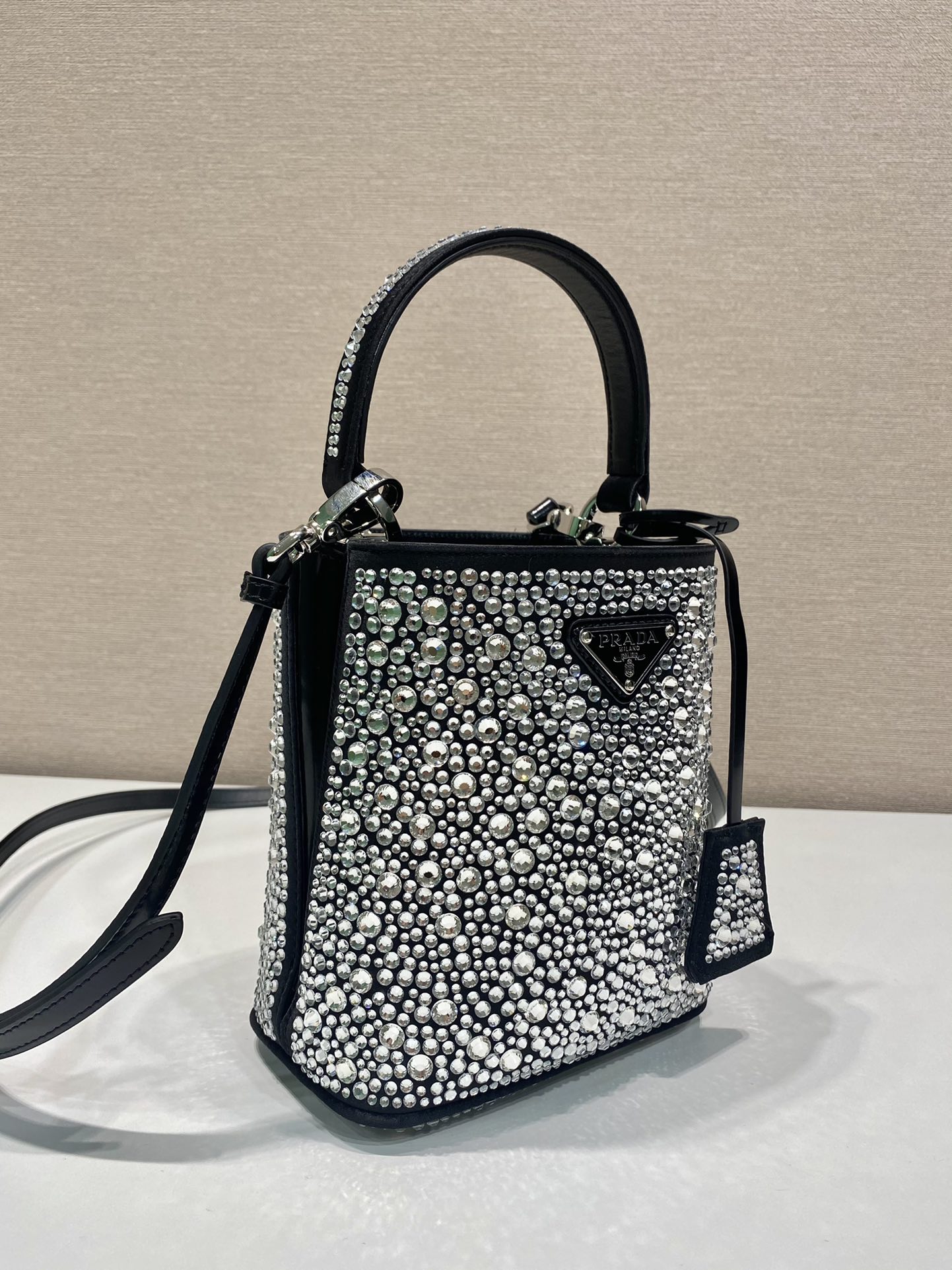 Pra*a panier satin bag with crystals