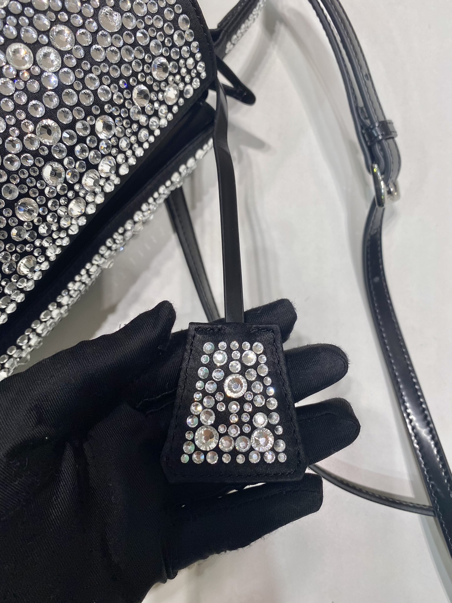 Pra*a panier satin bag with crystals