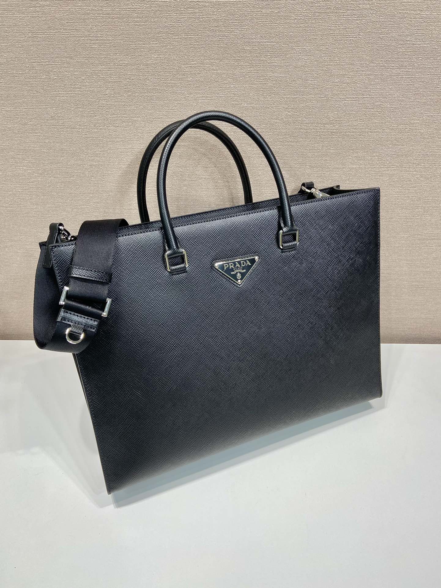 Pra*a saffiano leather tote bag
