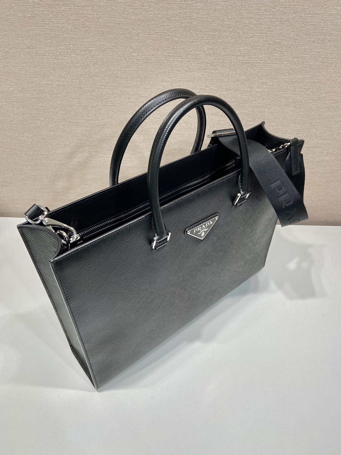 Pra*a saffiano leather tote bag