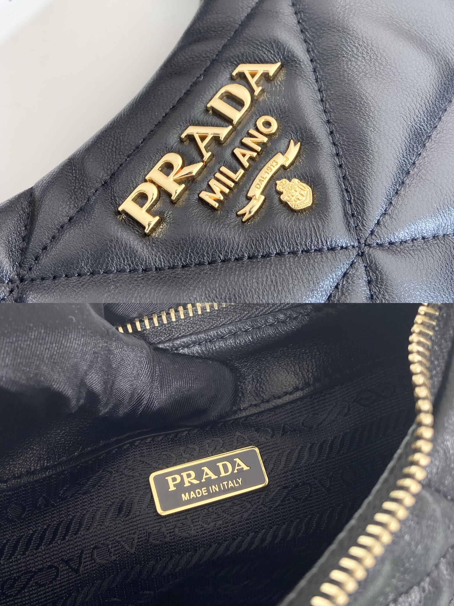 Pra*a nappa-leather mini bag with topstitching