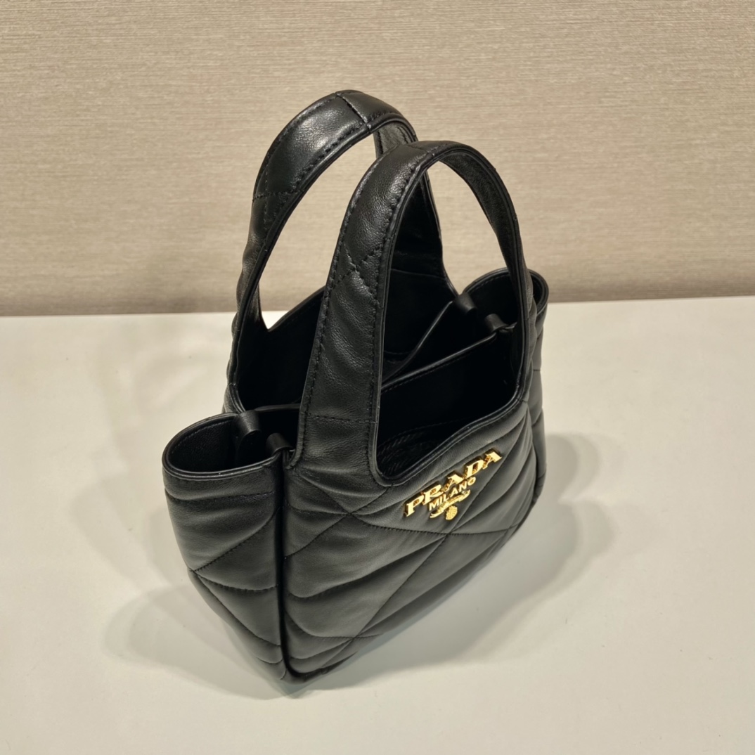 Pra*a small nappa-leather tote bag with topstitching