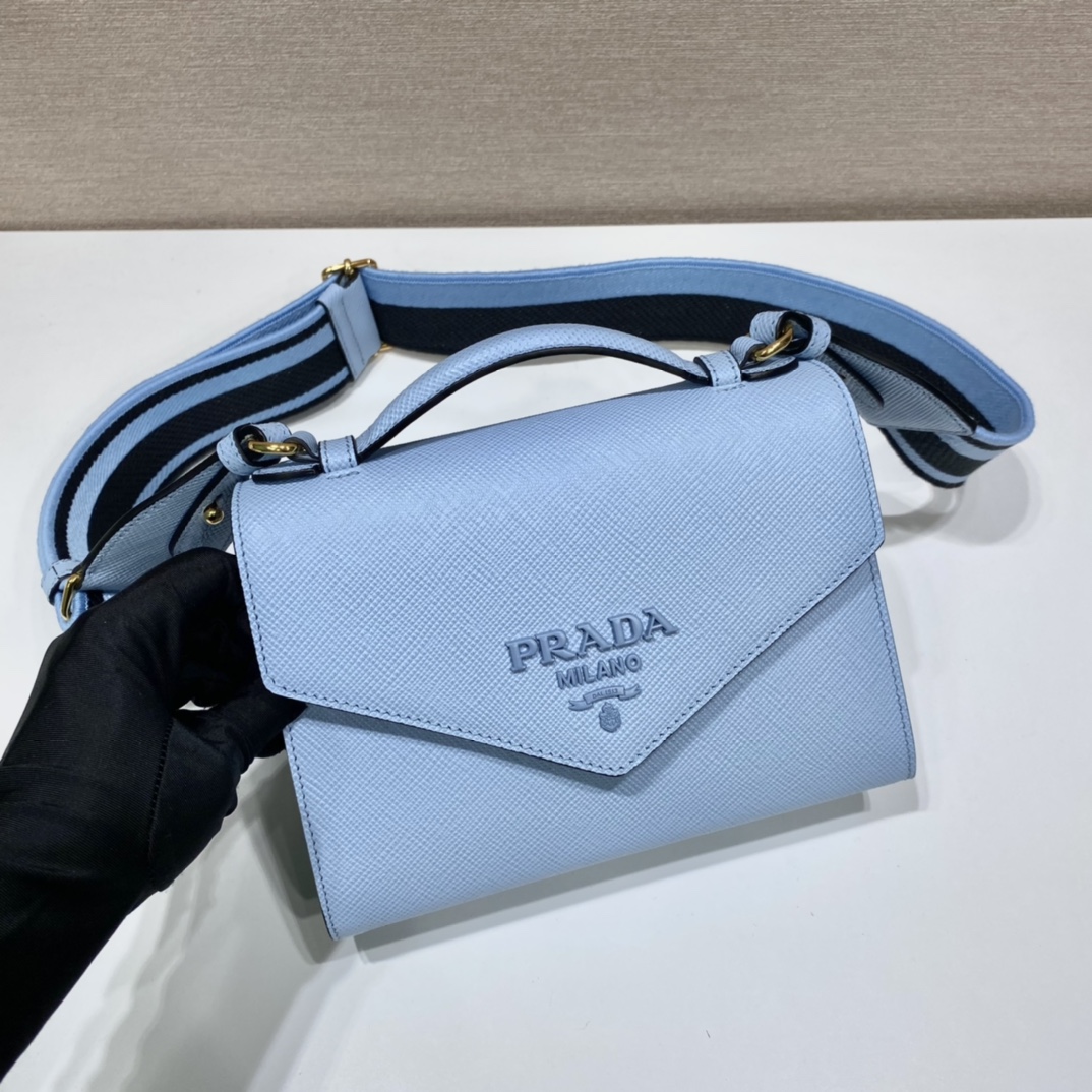 Pra*a monochrome saffiano and leather bag