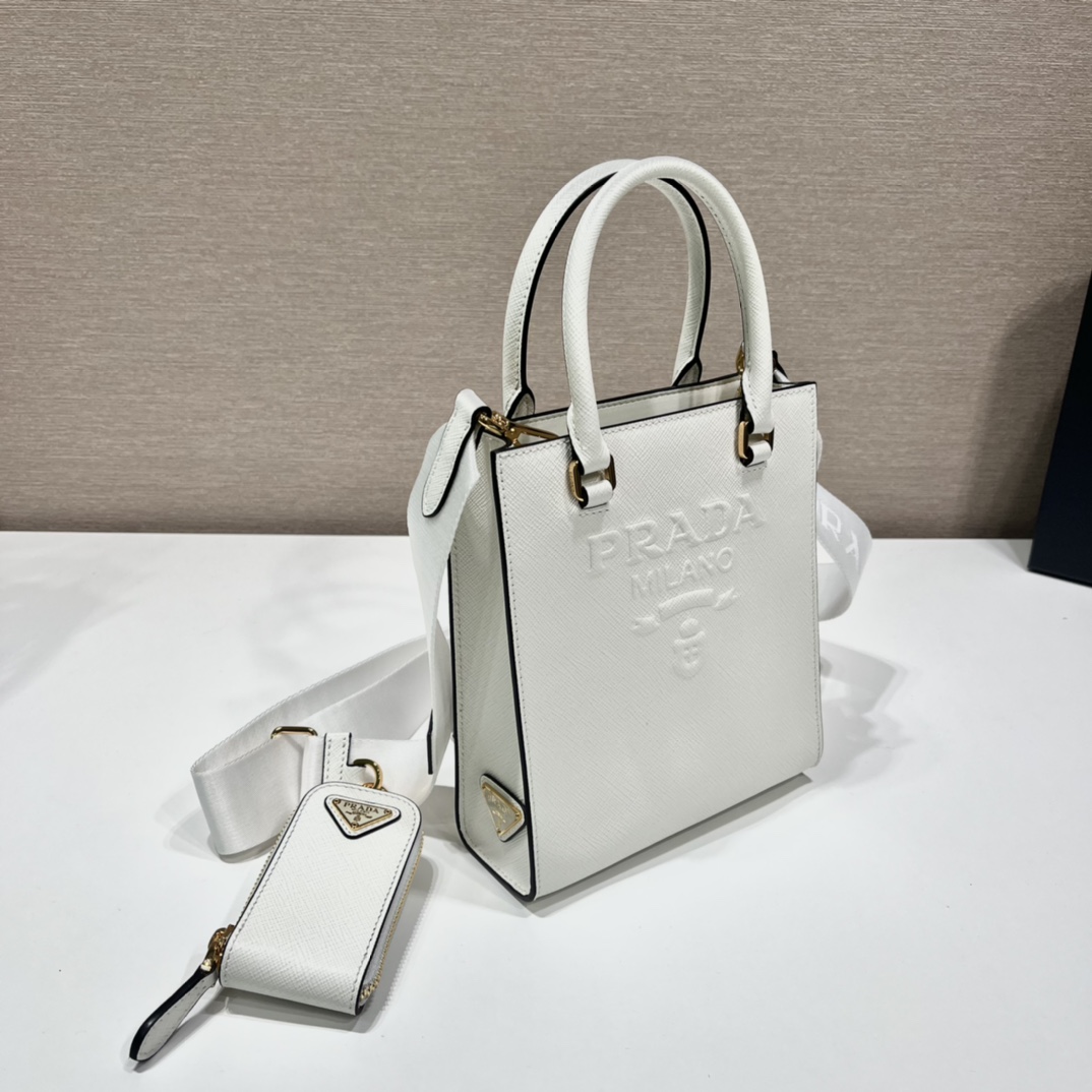Pra*a small saffiano leather handbag