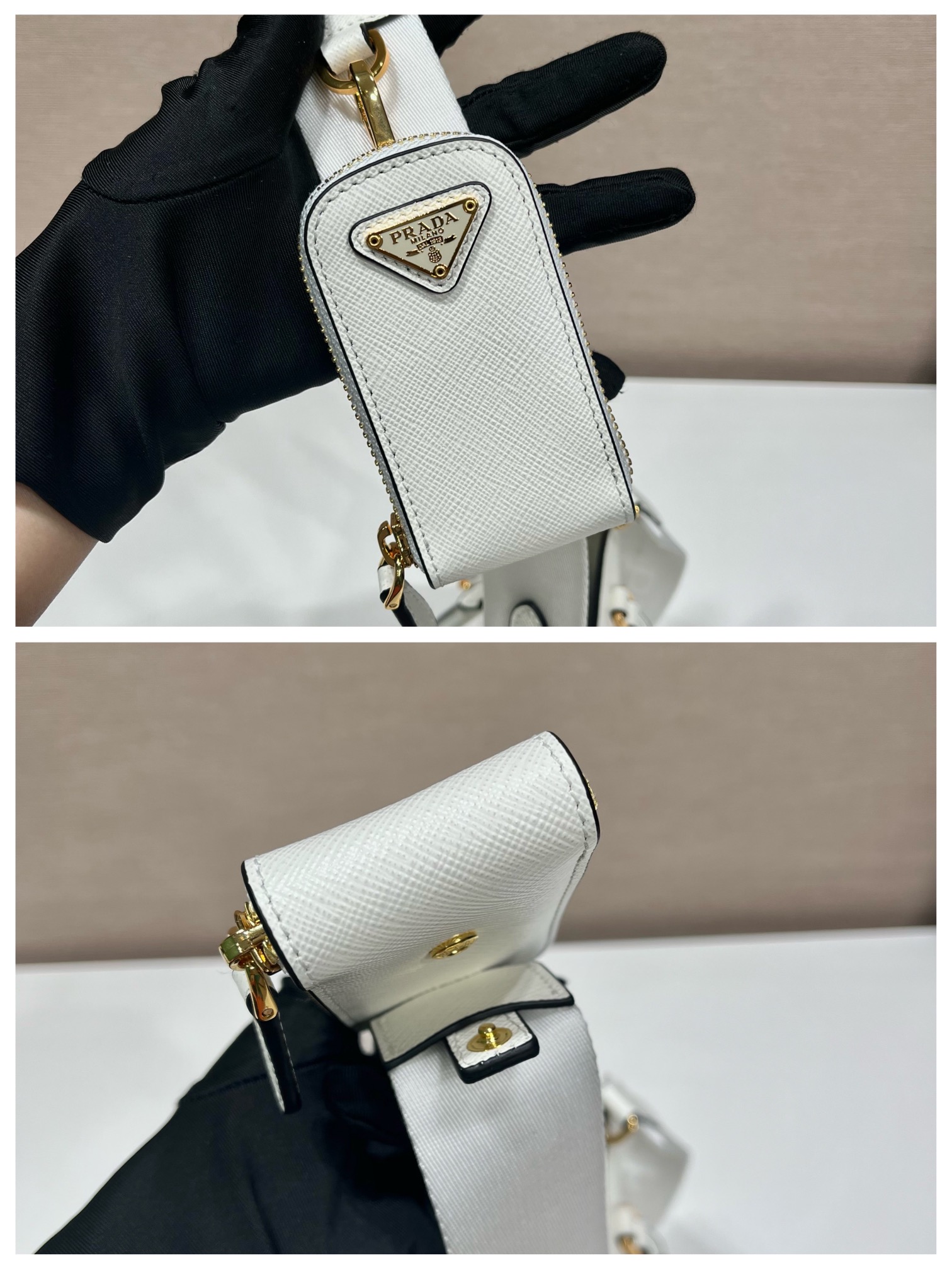 Pra*a small saffiano leather handbag