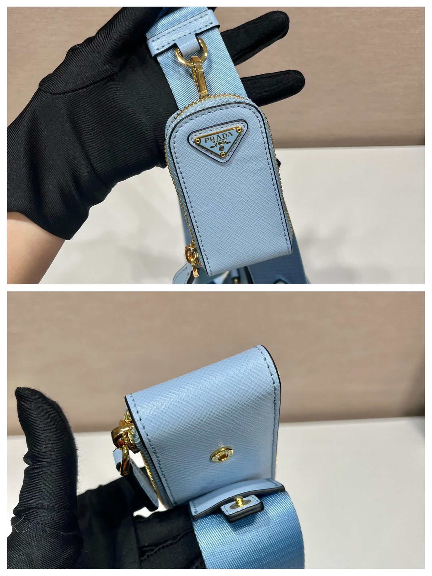 Pra*a small saffiano leather handbag