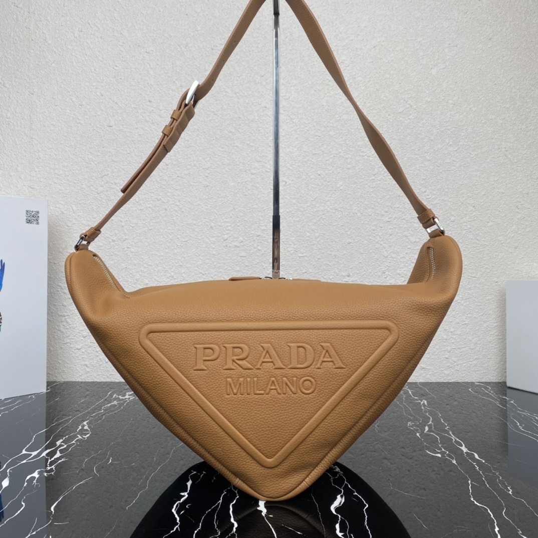 large leather Pra*a triangle bag