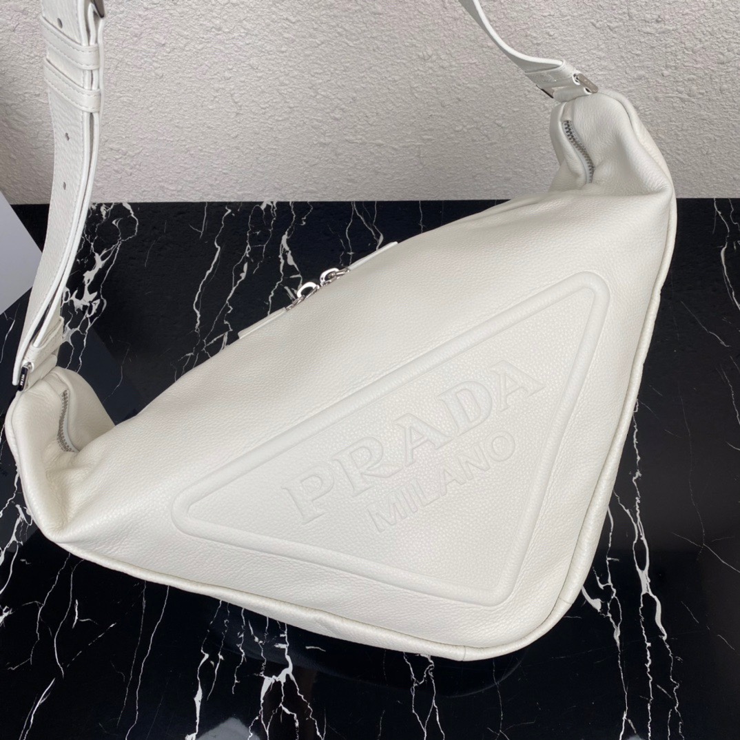large leather Pra*a triangle bag