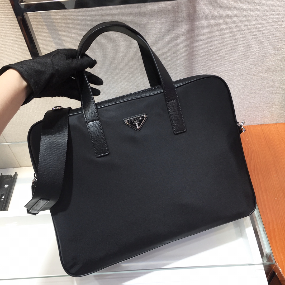 Pra*a saffiano leather work bag