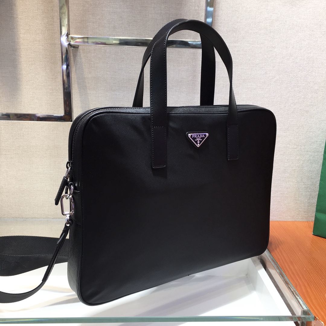 Pra*a saffiano leather work bag