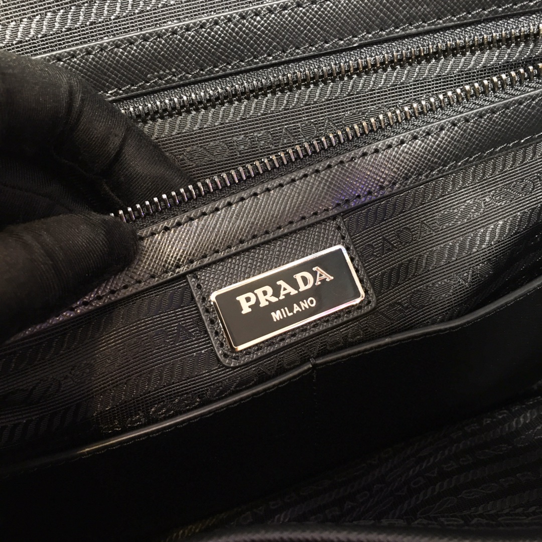 Pra*a saffiano leather work bag