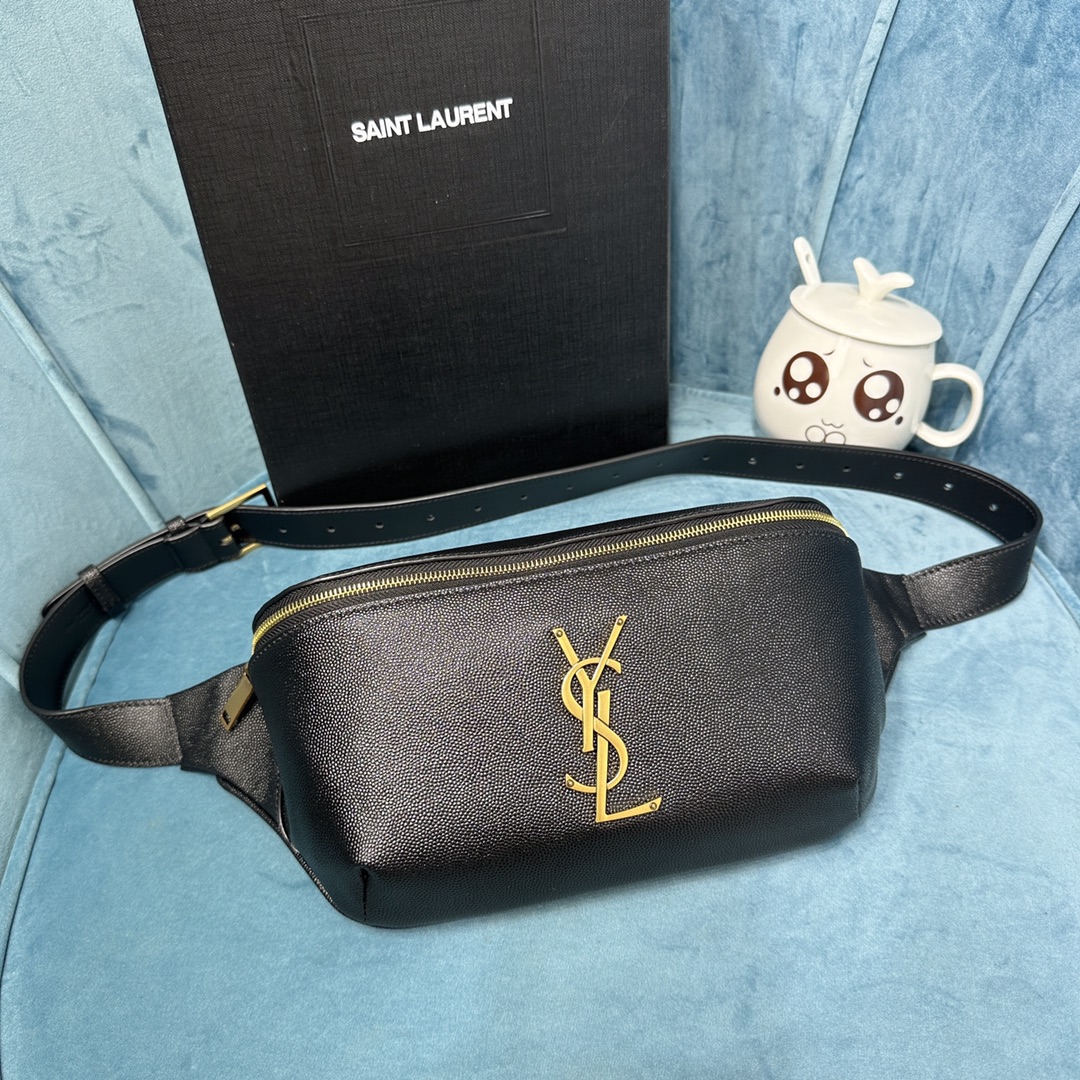 YSL CASSANDRE CLASSIC BELT BAG IN GRAIN DE POUDRE EMBOSSED LEATHER