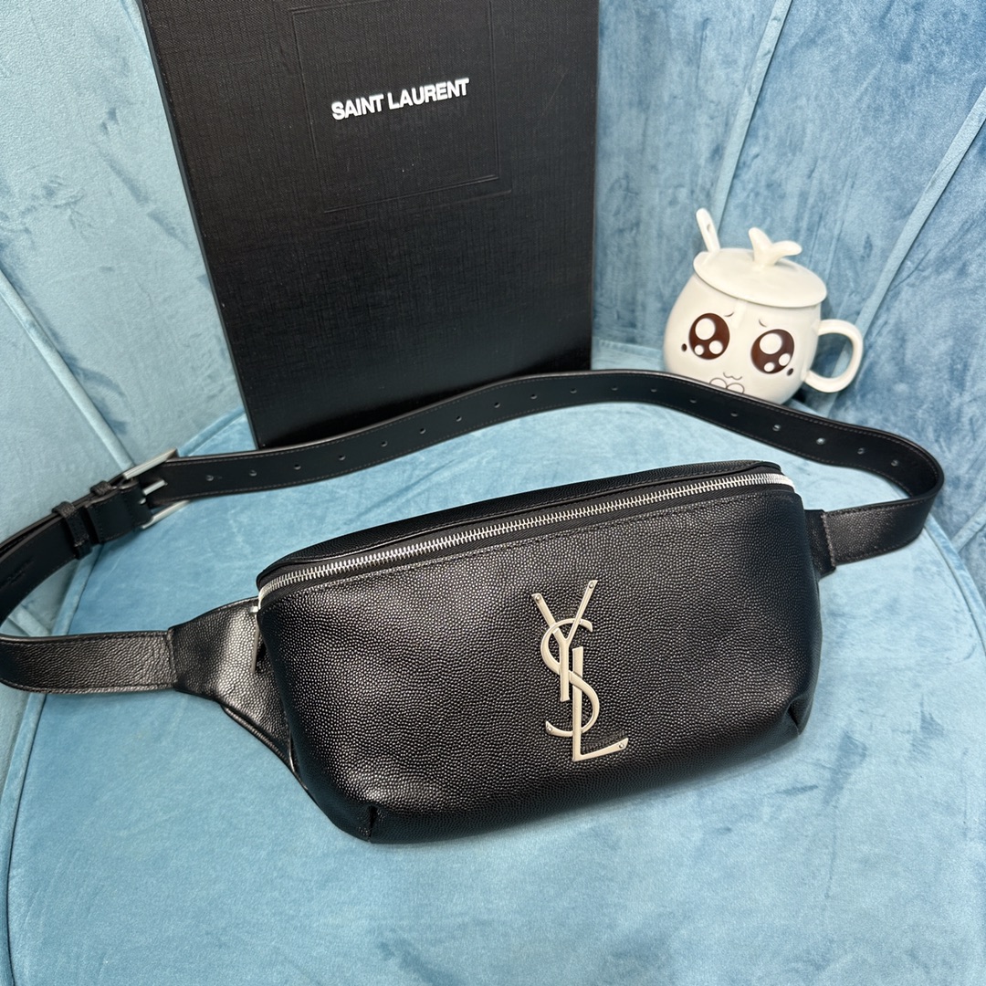 YSL CASSANDRE CLASSIC BELT BAG IN GRAIN DE POUDRE EMBOSSED LEATHER