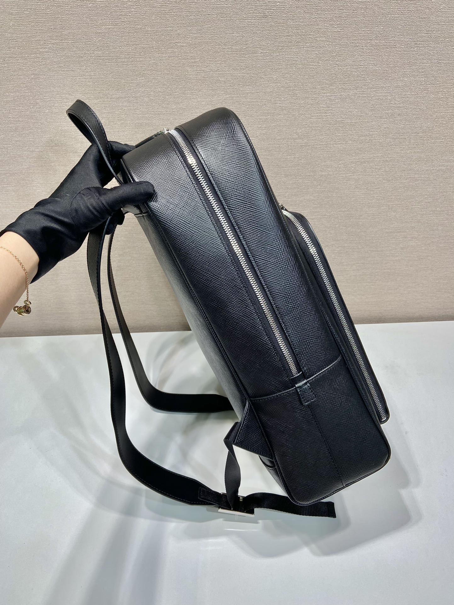 Pra*a saffiano leather backpack