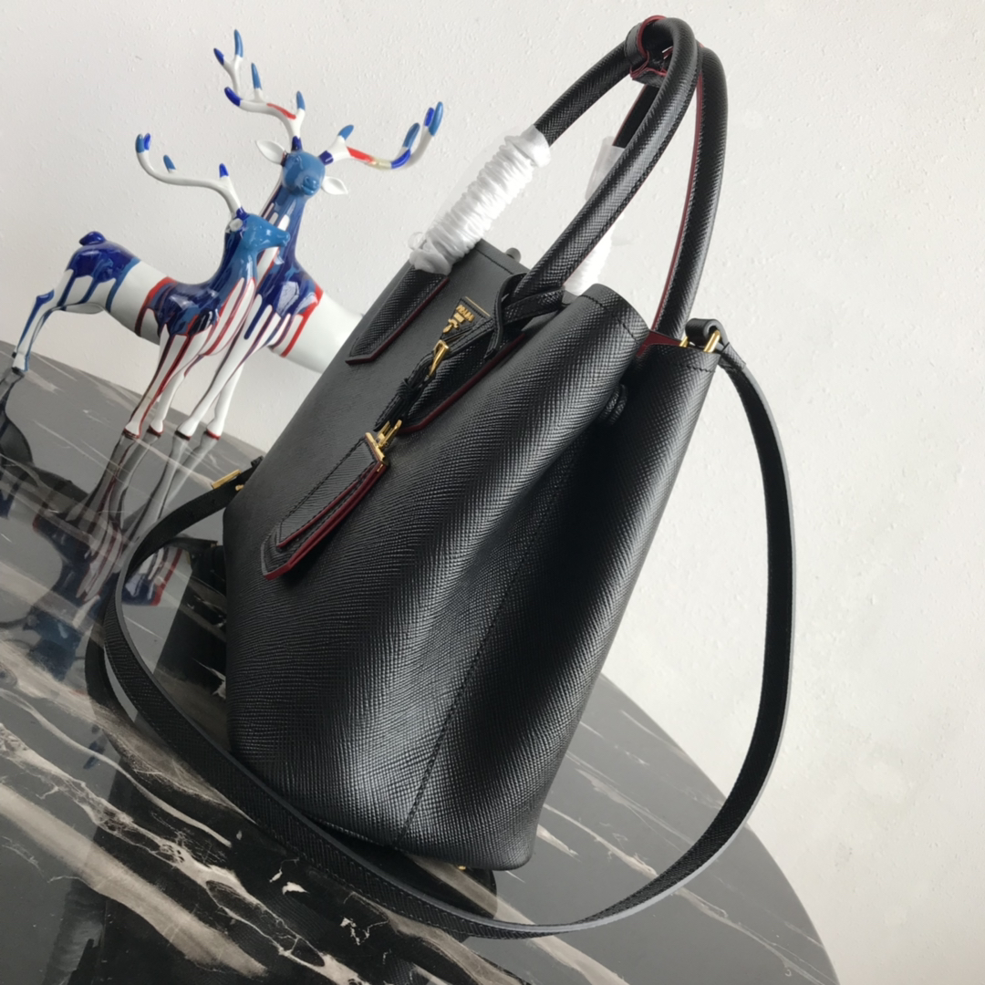 Pra*a medium saffiano leather double Pra*a bag