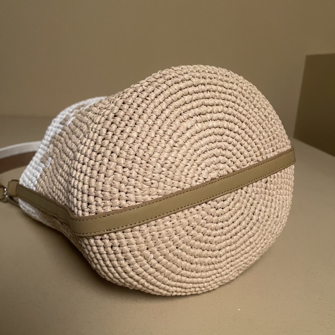 Pra*a crochet and leather mini-bucket bag