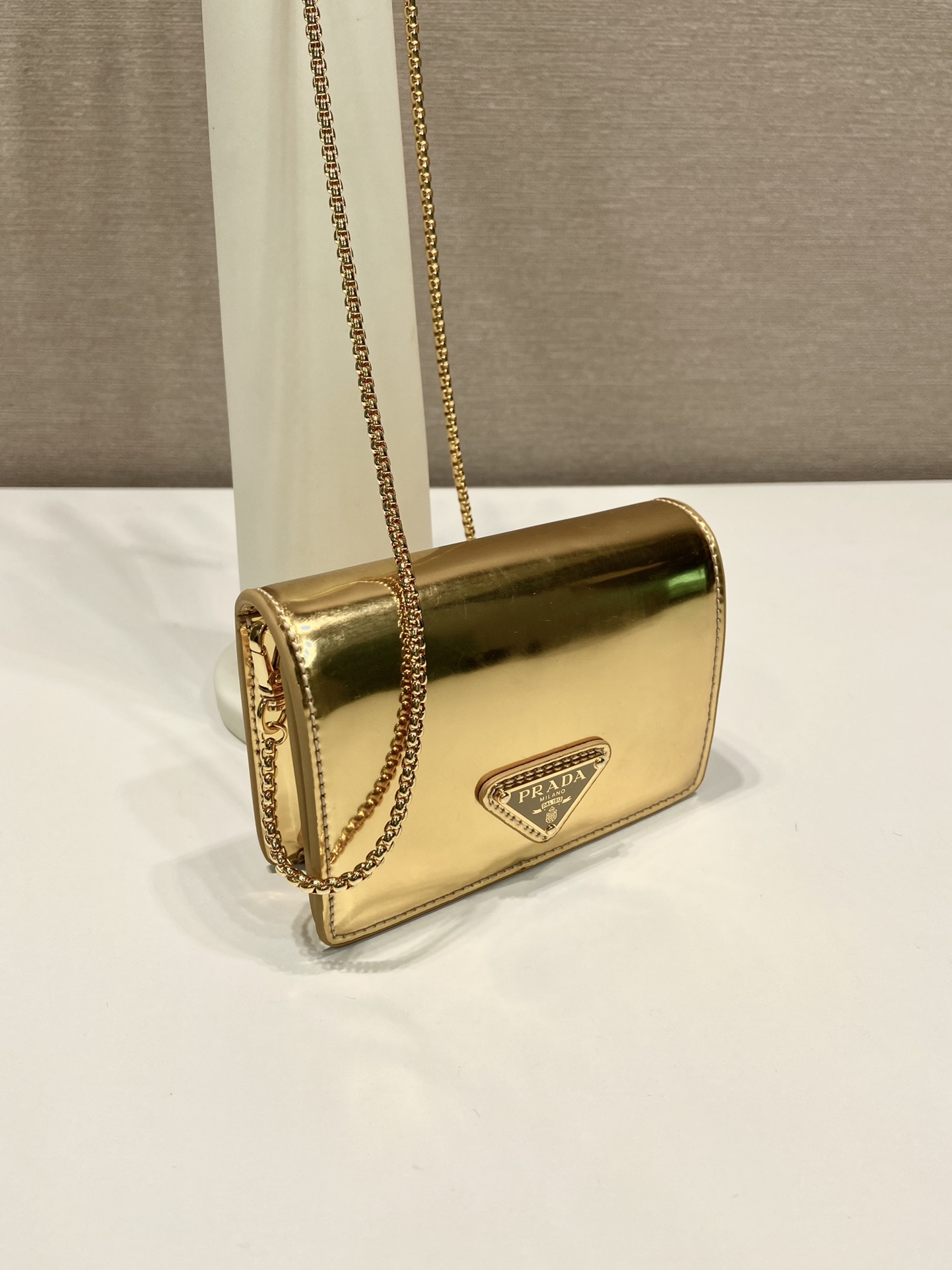 Pra*a cardholder with shoulder strap and crystals
