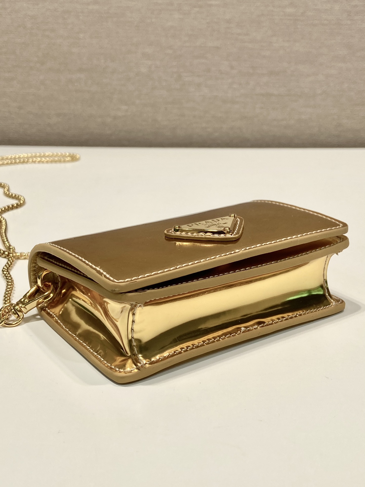 Pra*a cardholder with shoulder strap and crystals
