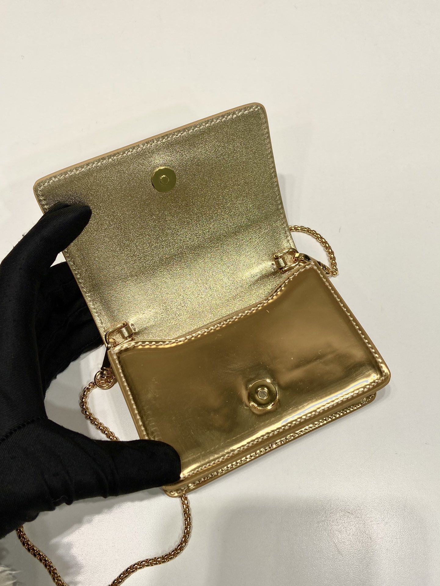 Pra*a cardholder with shoulder strap and crystals