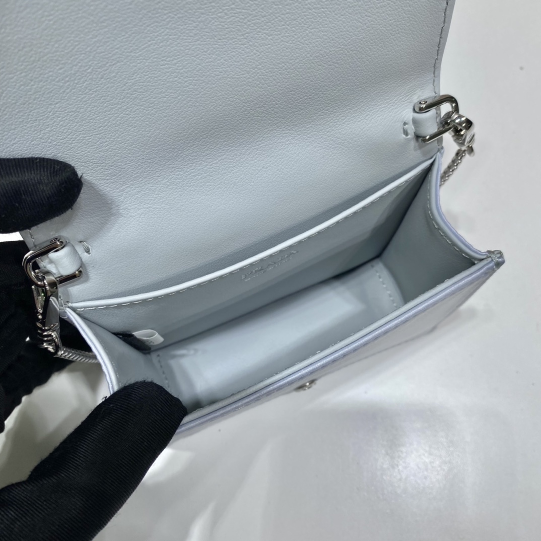 Pra*a cardholder with shoulder strap and crystals