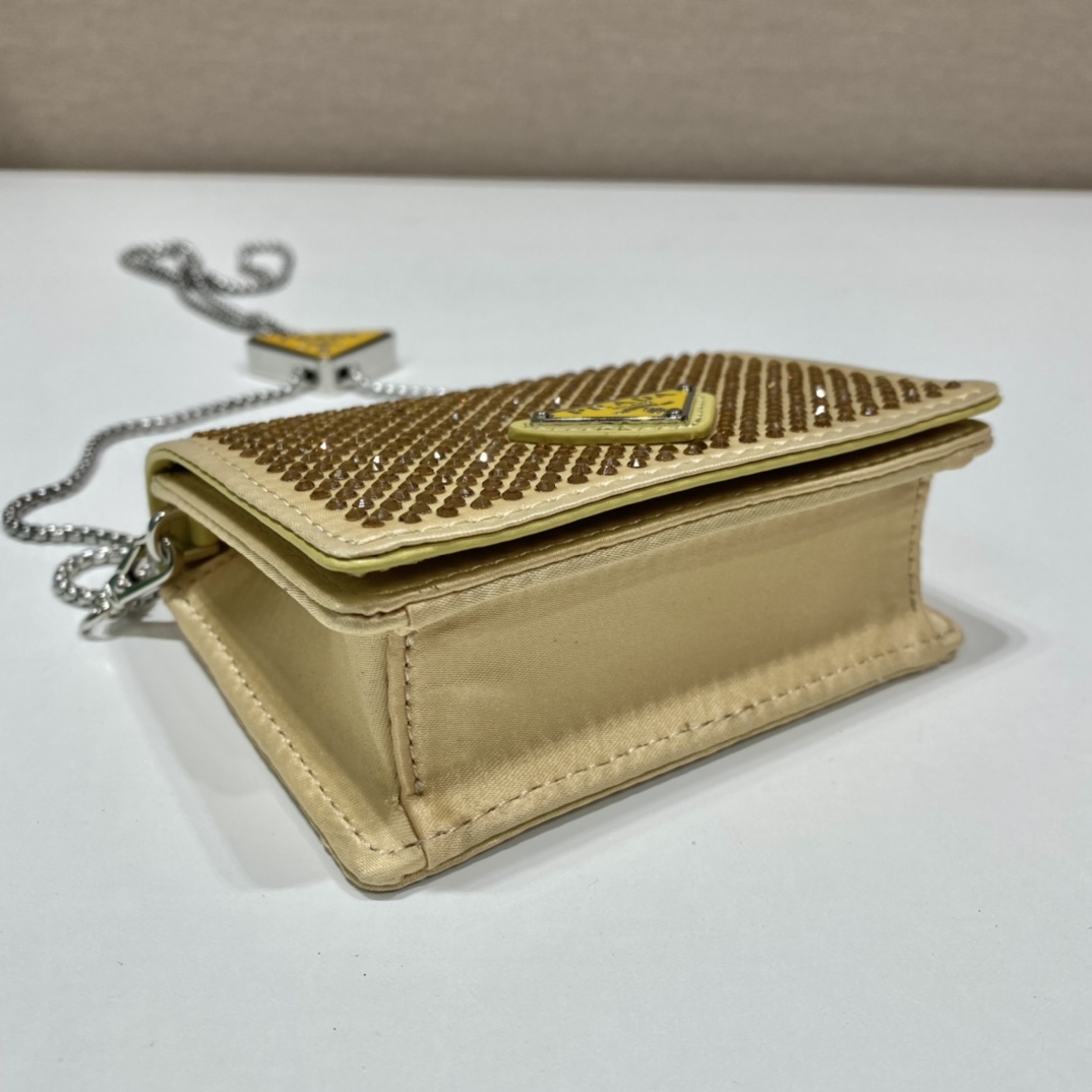 Pra*a cardholder with shoulder strap and crystals