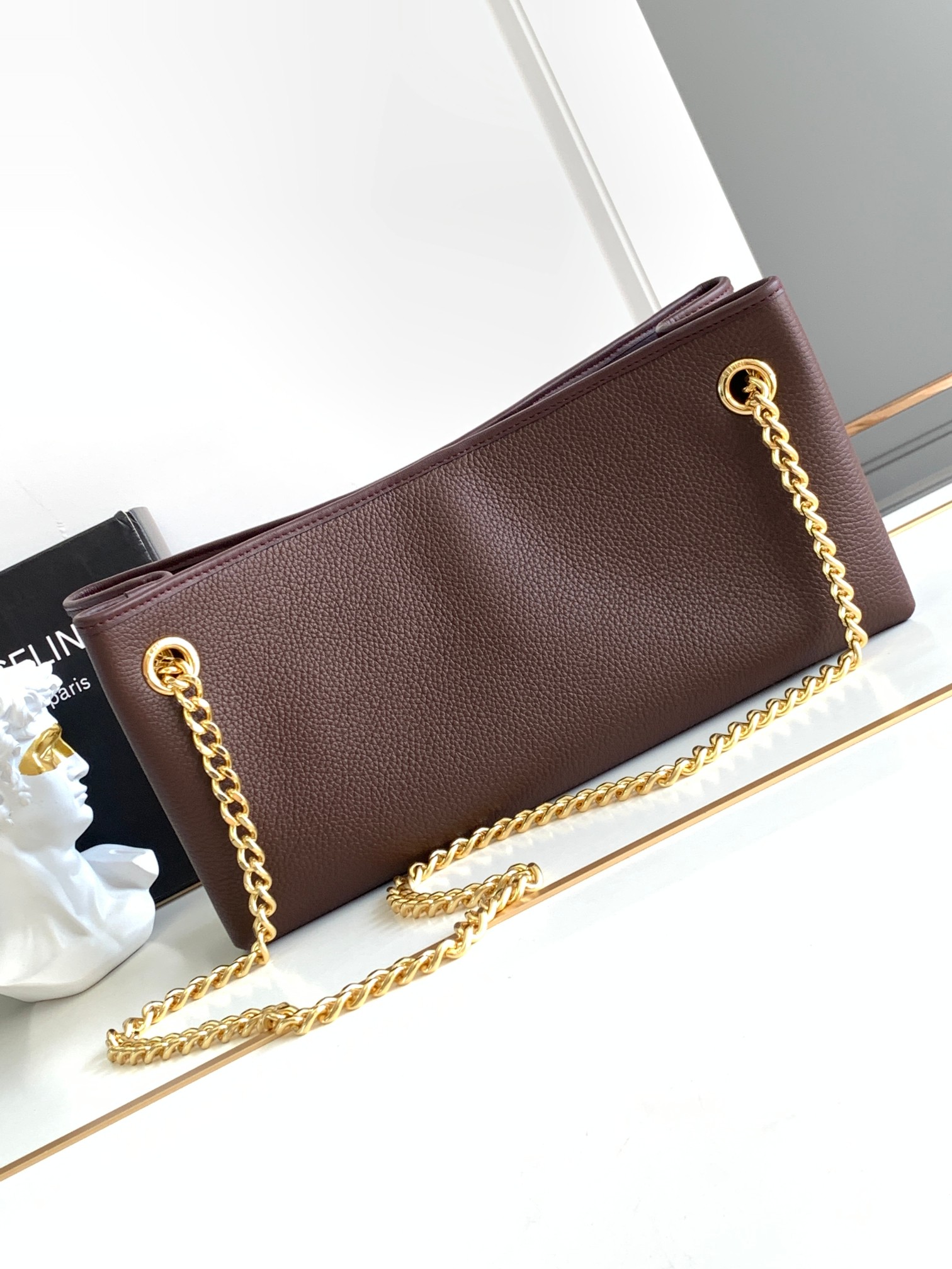 ce**e medium newspaper bag in S*pple calfskin chestnut