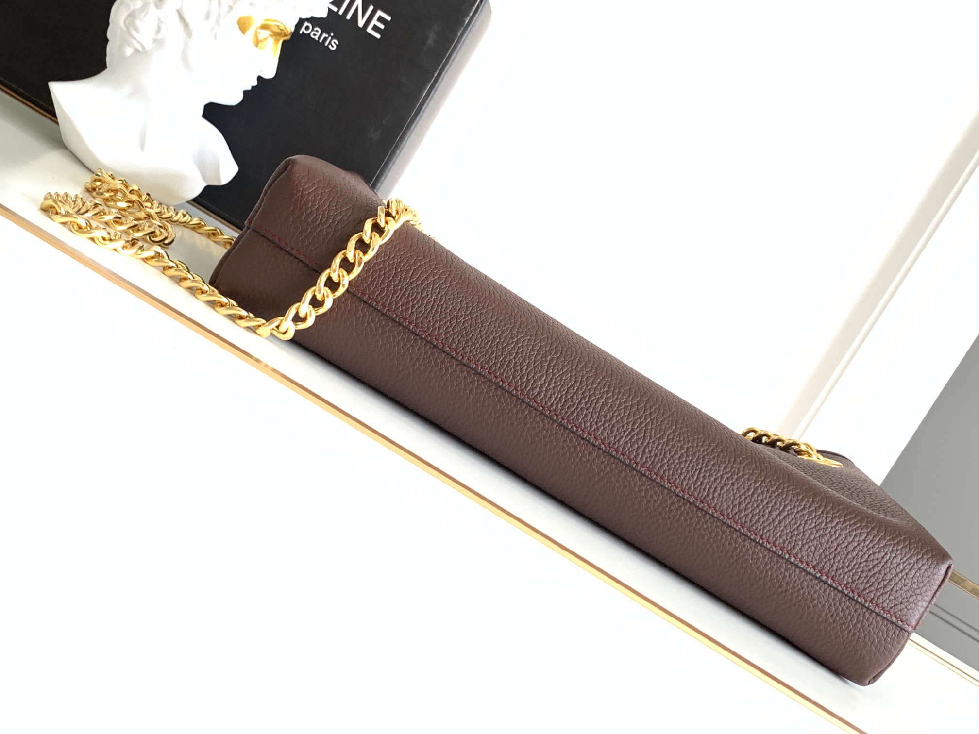 ce**e medium newspaper bag in S*pple calfskin chestnut