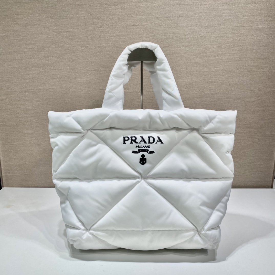 Pra*a black padded nappa tote bag