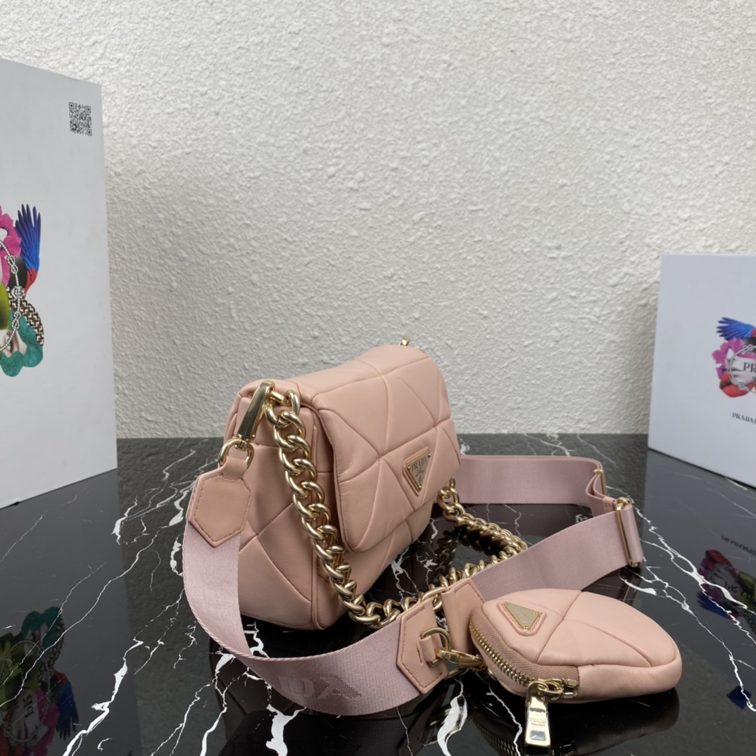 Pra*a system nappa patchwork shoulder bag