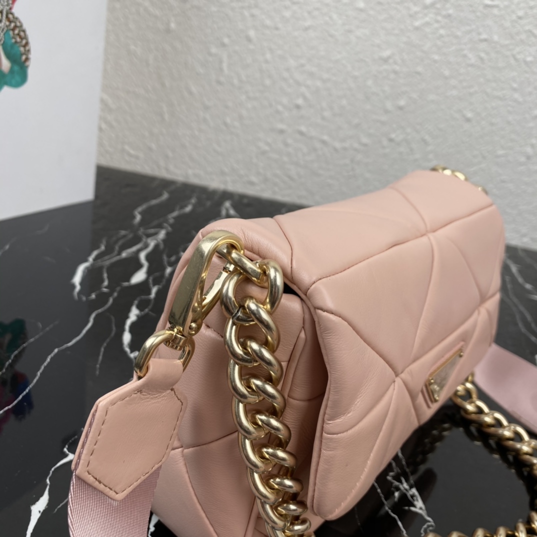 Pra*a system nappa patchwork shoulder bag